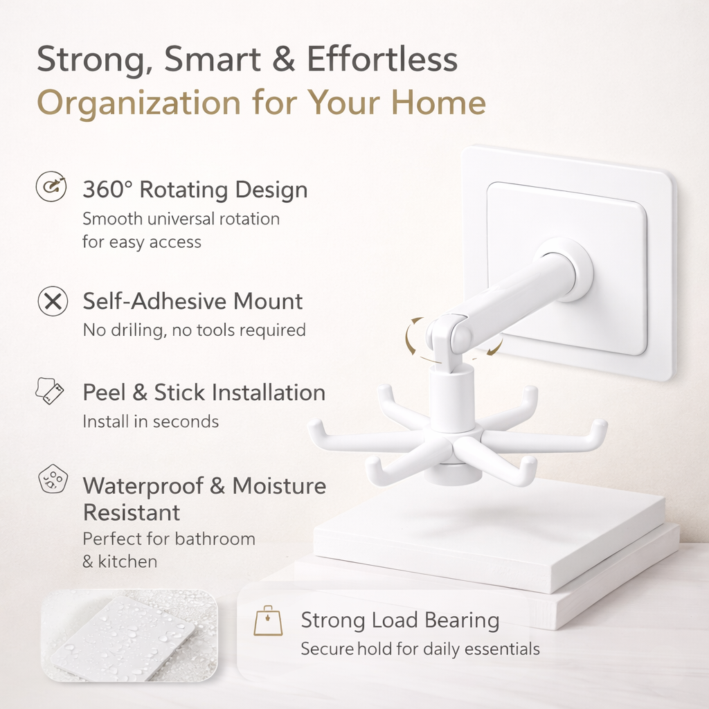 Buy 1 Get 1 FREE! 360° Rotating Folding Hooks – 2 PCS Set